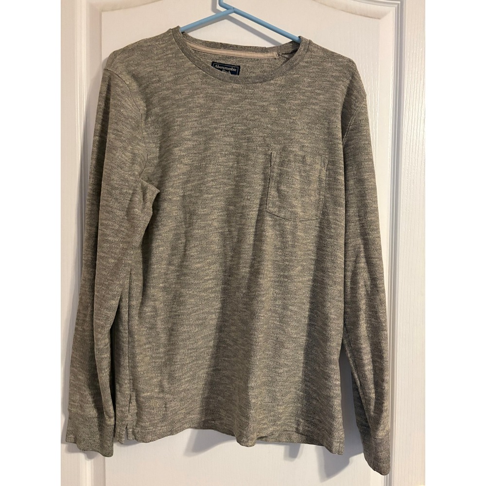 Abercrombie & Fitch Mens Grey Marl Long Sleeve Pocket Tee Shirt Size M